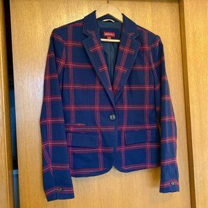 NWOT Merona navy red plaid blazer sz 6